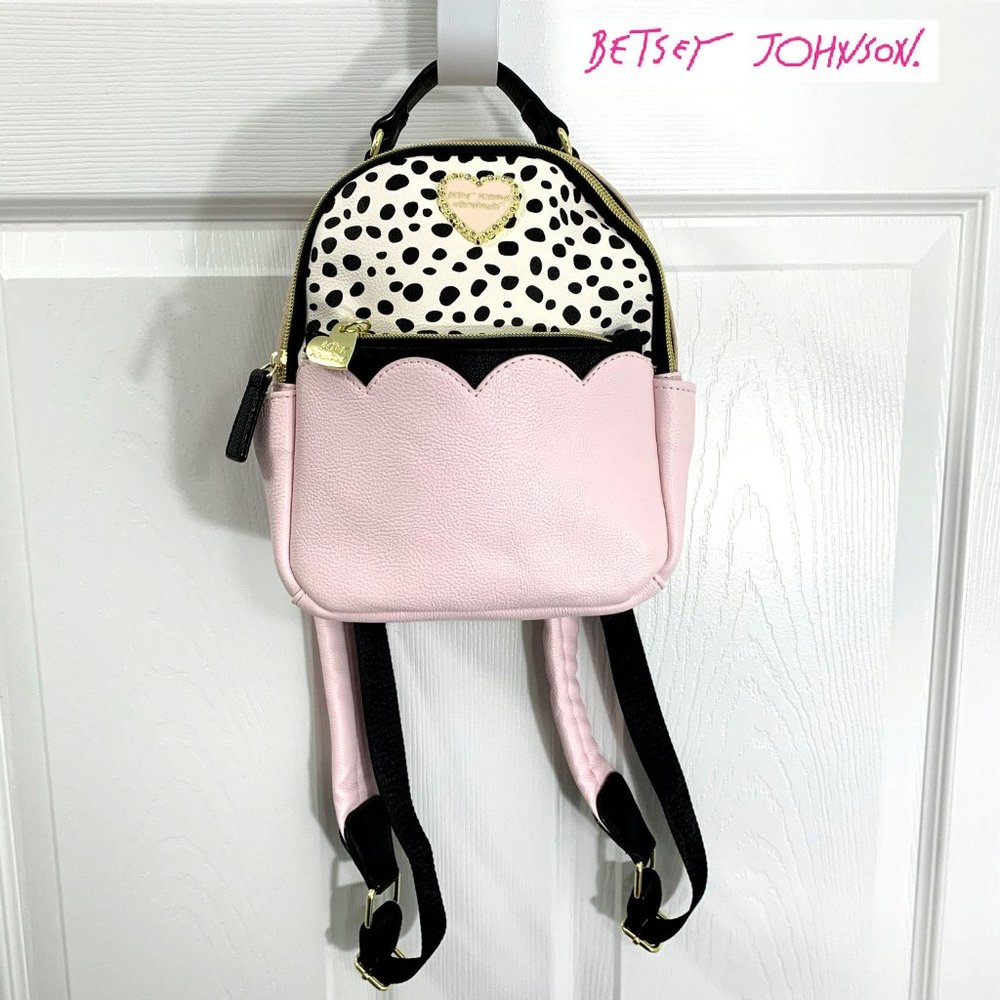 NWOT  --  BETSEY JOHNSON Mini Backpack Pink/Black/White